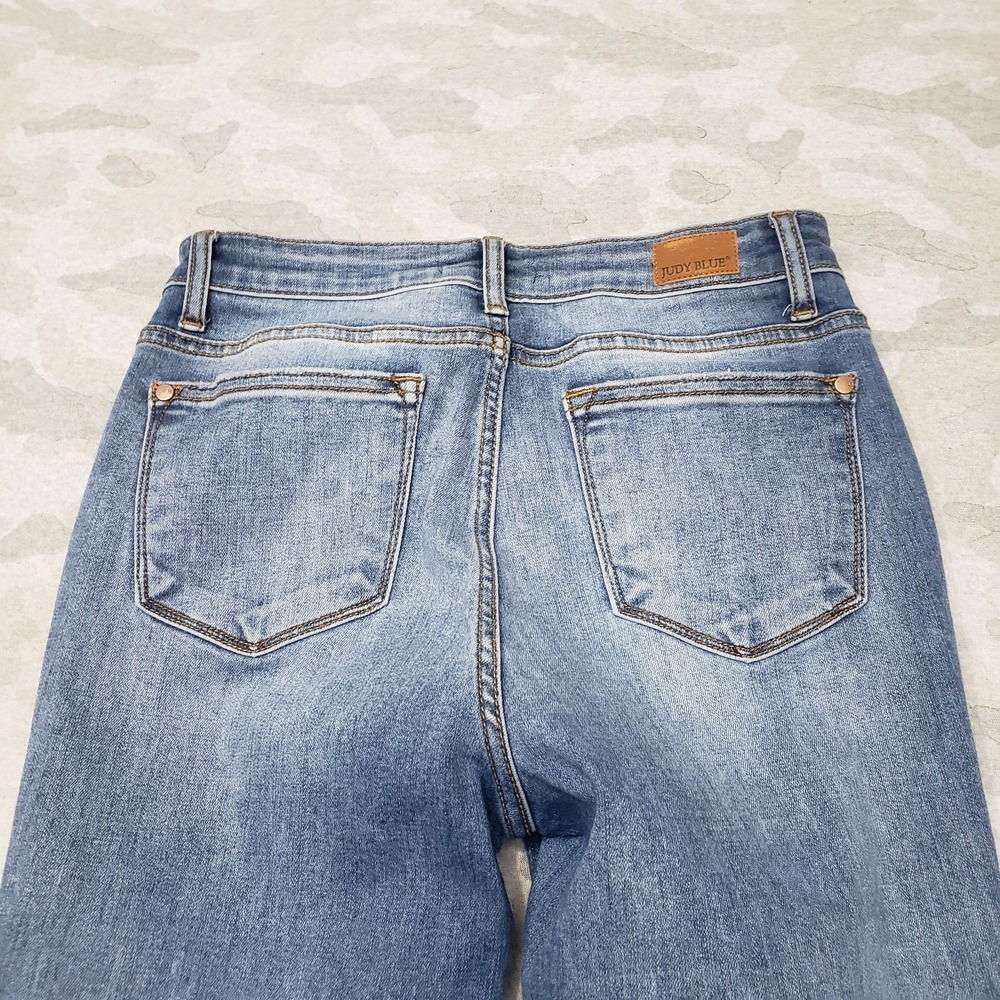 Judy Blue Jeans Womens 7/28 Blue Trouser Flare Denim Medium Wash Stretch - Picture 9 of 11